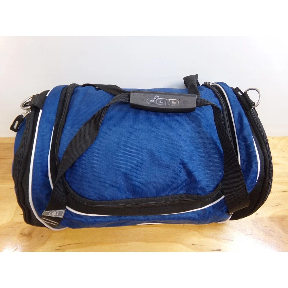 OGIO Duffel Bag Work Gym Travel Ventilated Shoe Area Blue Black w/ LOGO NO Strap